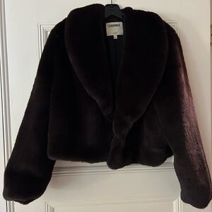 L’agence Short Brown Faux Fur Jacket